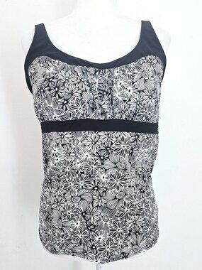 ZeroXposur Back White Floral Padded Comfort Straps Tankini Swim Top Women XXL
